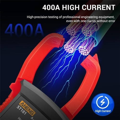 ANENG ST181 4000 Counts Digital AC Current Clamp Meter 400A Automatic Range Multimeter with Backlight Voltage Meter Clamp Gauge NCV Test Clamp Ammeter Universal Meter Tester Measuring Capacitance/ Diode / AC Current / AC/DC Voltage / Resistance / Frequenc 