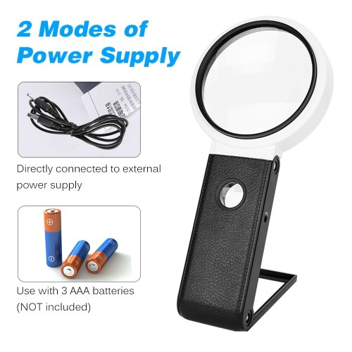 

Handheld Magnifier 110mm Multifunctional Magnifying Glass 3.5X/25X Adjustable Magnification Foldable Round Reading Mirror with 6 LED Lights 2 UV Lights