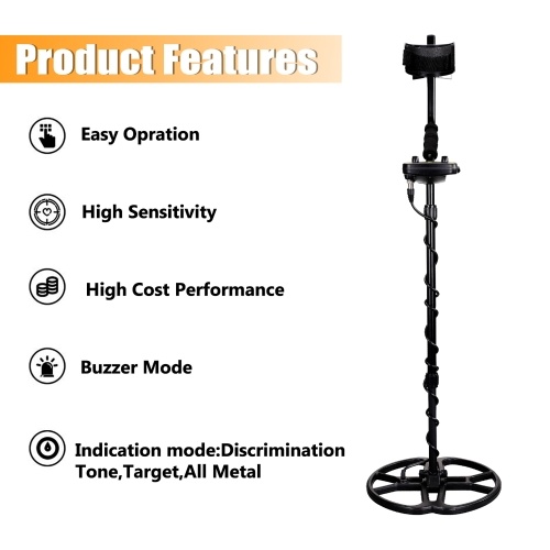 

MD960 13 Inch Handheld Metal Detector Easy Installation High Sensitivity High Accuracy Metal Detecting Tool Jewelry Treasure Underground Gold Metal Finder for Adults and Kids