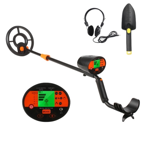 Outdoor Underground Metal Detector Easy Installation Gold Metal Finder Treasure Hunter Sensitivity Adjustable for Gold Metal Jewelry Detecting Tool with Pinpointing Function with Headphones & Plastic Shovel