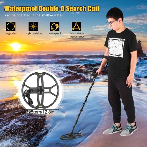 

3.7-inch LCD Metal Detector High Sensitive Outdoor Underground Metal Finder Treasure Hunter Gold Prospector Gold Nugget Seeking Device with 12-inch Waterproof DD Search Coil DISC & All Metal Mode Adjustable Sensitivity TX850 with Shovel