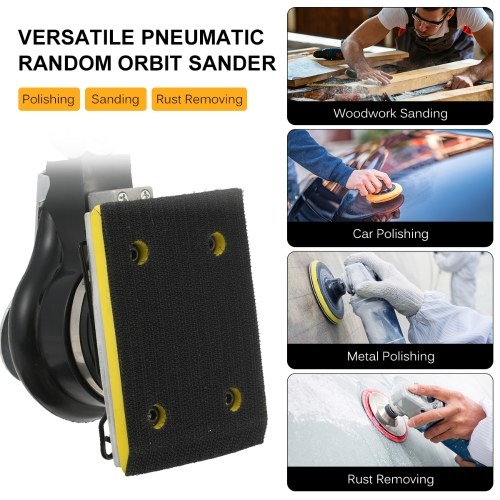 

Pneumatic Random Orbit Sander Air Sander Polisher Small Rectangle Palm Sander for Car Paint Care Rust Removal Wood Grinder 75x100mm