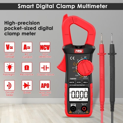 

TASI TA8315C Digital Clamp Meter Multimeter Professional Tester True RMS Multimeter Mini Multifunctional Tester OHM NCV DC/AC Voltage Meter