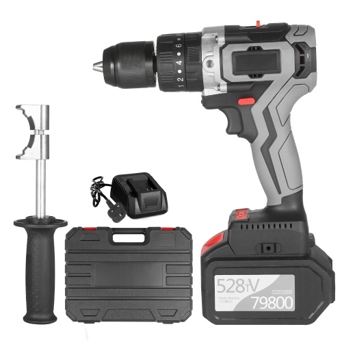 

Cordless Drill Driver 21V 4.0A Battery Max Torque 200N.m 1/2 Inch Metal Keyless Chuck 20+3 Position 0-1550RMP Variable Speed Impact Hammer Drill Screwdriver With Plastic Tool Box