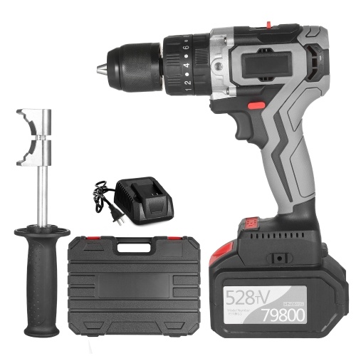 

Cordless Drill Driver 21V 4.0A Battery Max Torque 200N.m 1/2 Inch Metal Keyless Chuck 20+3 Position 0-1550RMP Variable Speed Impact Hammer Drill Screwdriver With Plastic Tool Box