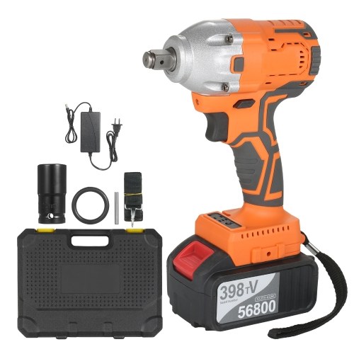 

Cordless Brushless Impact Wrench 1/2 Inch 380Nm High Torque 4.0A Li-ion Battery Variable Speed Fast Charger with Carry Box Socket for Home Motorcycle
