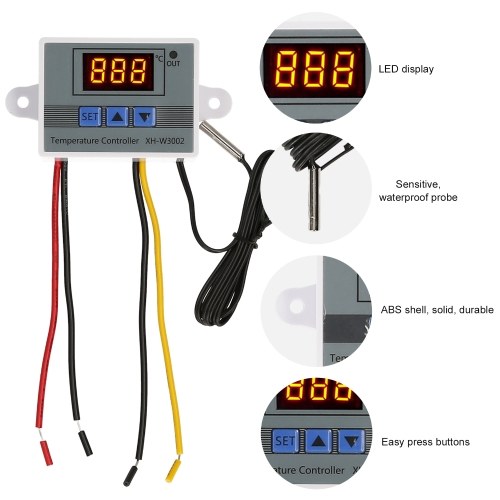 

Electronic Temperature Controller LED Display Thermostat Module Temperature Temp Control Module Switch with Waterproof NTC Probe -50~110 ℃ for Refrigerator 12V 120W