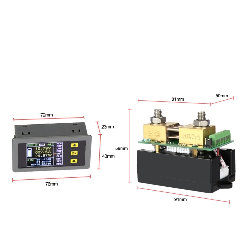 

DC 0.01-400V 0.1-300A Multifunctional Wireless Digital Bi-directional Voltage Current Power Meter Ammeter Voltmeter Capacity Coulo