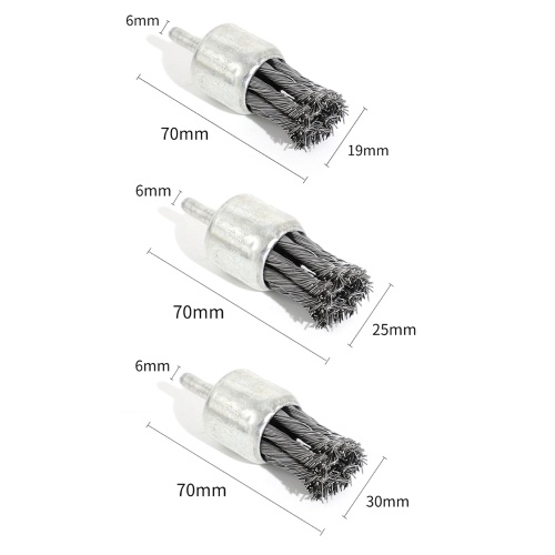 Wire Wheels Brush 3 Pcs Knotted Wire End Brush Sizes 0.7'' 1.0'' 1.2'' 1/4 Inch Round Shank Drill Bit Wire Brush for Derusting Paint Removal Deburring