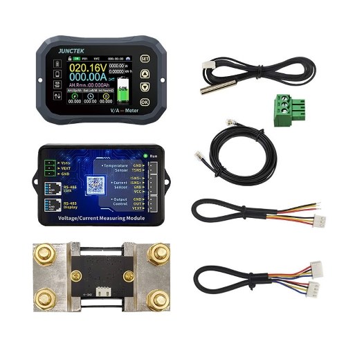

JUNTEK Direct Current 0-120V 0-100A KG110F 2.4 Inch TFT Color Screen BT Connection Battery Coulometer Battery Monitor Android Mobilephone APP Remotes Check Control Battery Voltage Current Ambient Temperature Power Remaining Capacity Detect Multifunctional