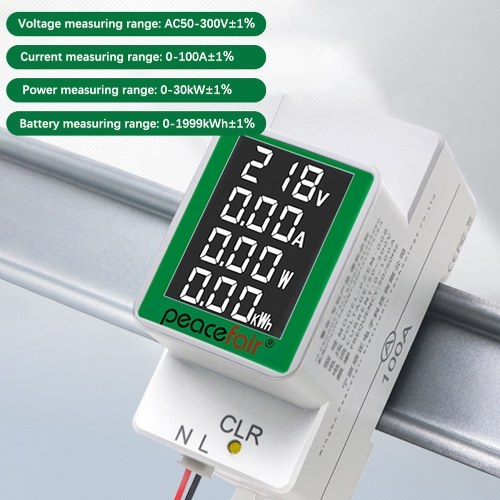 

AC50-300V/100A Digital Display Multifunctional Guide Rail Table Voltage Tester Ammeter LCD Screen Voltmeter with Backlight