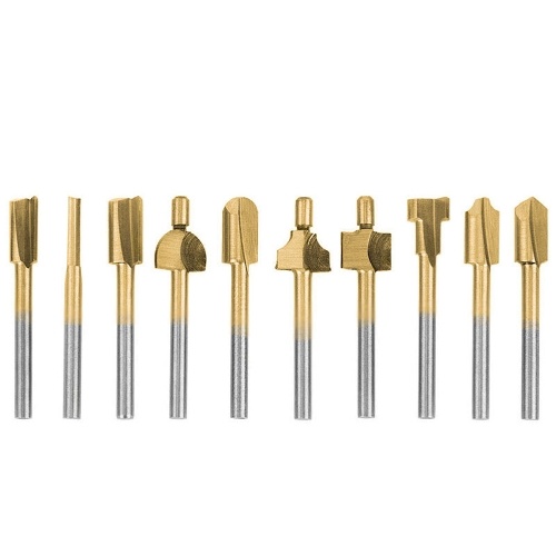 

10 PCS Round Shank HSS Router Bits Woodworking Milling Cutter Grinding Milling Tool Accessory Set 3mm Shank Practical Woodworking Trimming Set