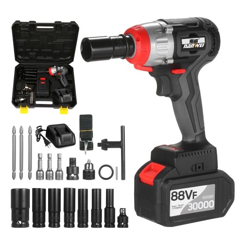 

NANWEI Cordless Impact Wrench 380Nm Torque Brushless Motor with 1/2 and 5/16 Inch Quick Chuck 6.0A Fast Charger Variable Speed Multifunction Impact Kit with Belt and Carrying Case