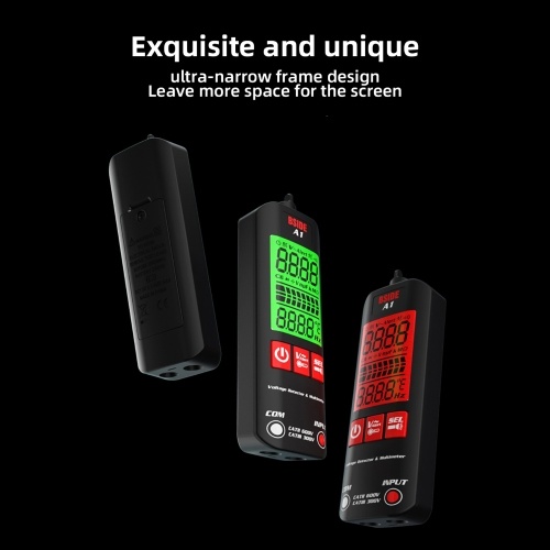 BSIDE A1 Mini Multimeter LCD Digital Tester Voltage Detector 2000 Counts DC/AC Voltage Frequency Resistance NCV Continuity Live Wire Neutral Wire Check True RMS Meter 
