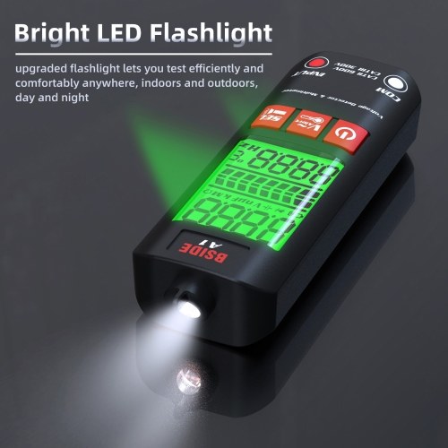 BSIDE A1 Mini Multimeter LCD Digital Tester Voltage Detector 2000 Counts DC/AC Voltage Frequency Resistance NCV Continuity Live Wire Neutral Wire Check True RMS Meter 