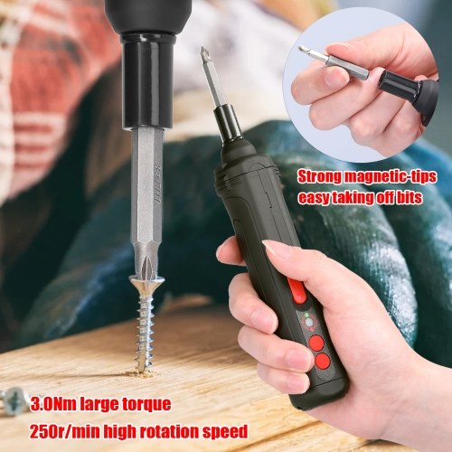 

250r/min 3.0N.m Screwdriver Metal Bits Set Multifunctional Screwdrivers Repairing Tool Kit Electric Screw Driver with 3pcs LED Light for Mobilephones Computers Home Appliances