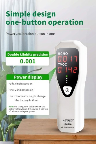 NOYAFA Portable Formaldehyde Detector Indoor Air Quality Monitor HCHO and TVOC Monitor with Audible Alarm LED Indicator for Home HVAC System 