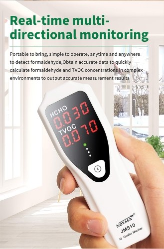 NOYAFA Portable Formaldehyde Detector Indoor Air Quality Monitor HCHO and TVOC Monitor with Audible Alarm LED Indicator for Home HVAC System 