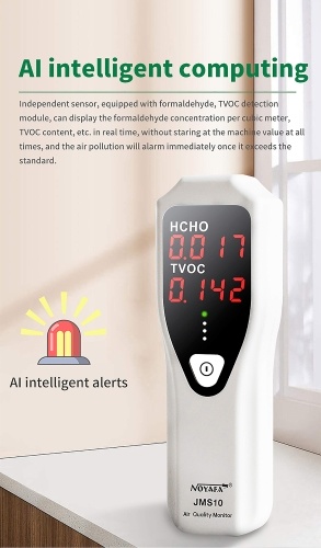 NOYAFA Portable Formaldehyde Detector Indoor Air Quality Monitor HCHO and TVOC Monitor with Audible Alarm LED Indicator for Home HVAC System 