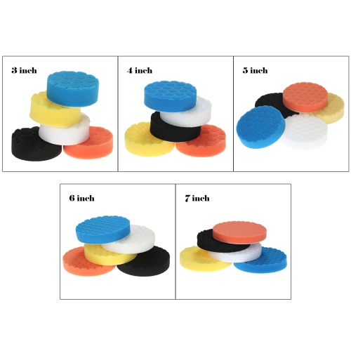 

5PCS Brand New 3" 80mm/4" 100mm/5" 125mm/6" 150mm/7" 180mm Car Polishing Pads Waxing Buffing Pad Sponge Kit Set for Car Polisher Buffer Waxer Sander Polishing Waxing Sealing Glaze
