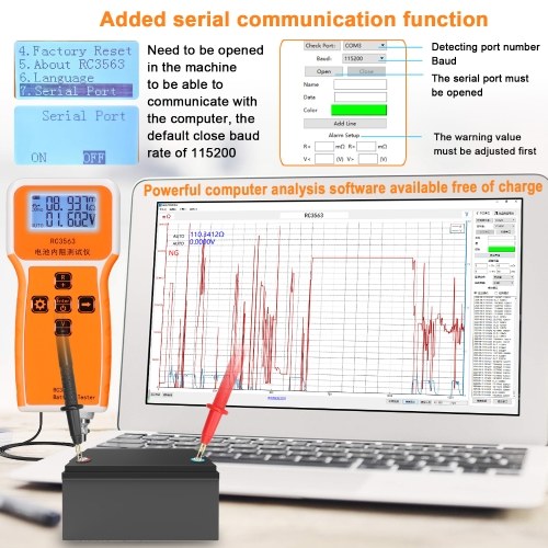 

RC3563 200 Ом 100 В Ручной портативный тестер напряжения внутреннего сопротивления батареи 3-значный дисплей Тестер батареи Высокоточный истинный четырехпроводной литиевый детектор свинцово-кислотной литиевой батареи переменного тока