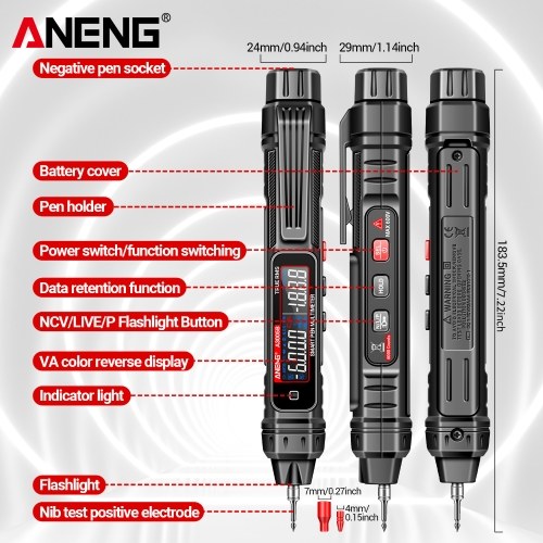 ANENG A3005A/B Digital Intelligent Professional Multimeter Sensor Pen Phase Sequence Tester AC Voltage Meter Non-Contact Voltmeter Electric Tool 