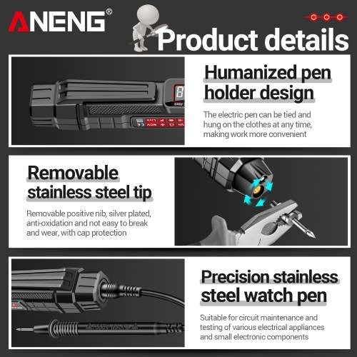 ANENG A3005A/B Digital Intelligent Professional Multimeter Sensor Pen Phase Sequence Tester AC Voltage Meter Non-Contact Voltmeter Electric Tool 