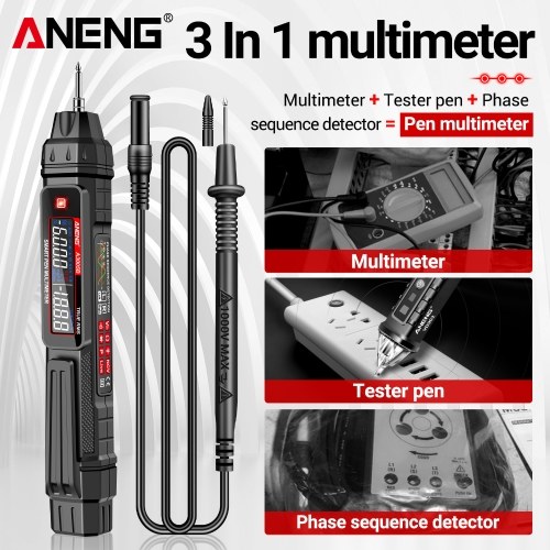 ANENG A3005A/B Digital Intelligent Professional Multimeter Sensor Pen Phase Sequence Tester AC Voltage Meter Non-Contact Voltmeter Electric Tool 