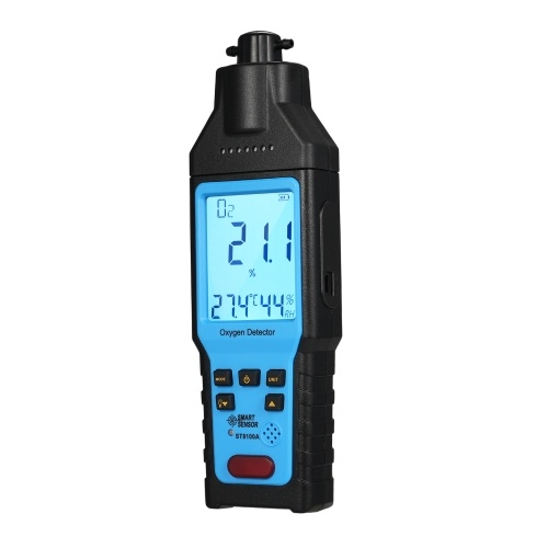 SMART SENSOR Oxygen Gas Detector Digital Portable Handheld O₂ Gas Tester Rechargeable Precision Oxygen Meter O₂ Concentration Measurement Tester Device for Climbing Tunnel Laboratory and Industry 