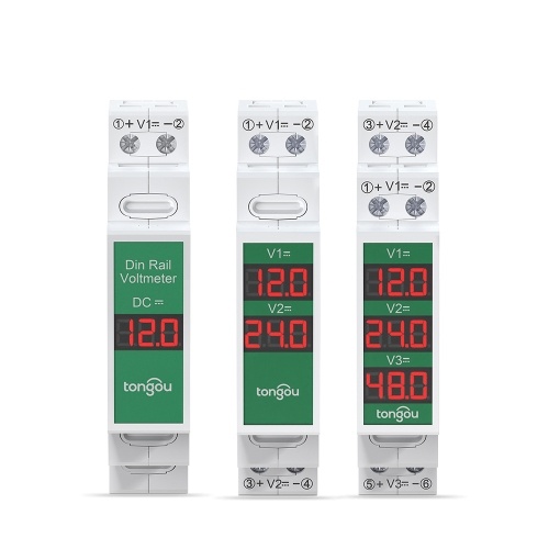 Compact DirectCurrent Voltage Meter DC11V-310V Intelligent LED Digital Display Voltmeter Rail Mount Voltage Detector 