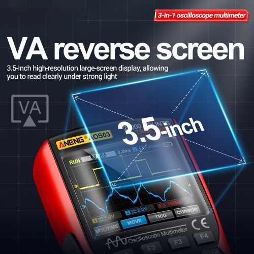 3-in-1 Handheld Oscilloscope Multimeter Signal Generator Dual Channel 50MHz Bandwidth 280MSa/s High Sampling Professional Oscilloscope 25000Count Digital Multimeter Voltmeter 