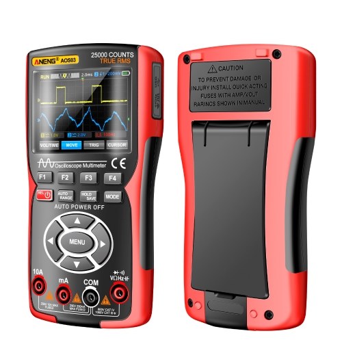 3-in-1 Handheld Oscilloscope Multimeter Signal Generator Dual Channel 50MHz Bandwidth 280MSa/s High Sampling Professional Oscilloscope 25000Count Digital Multimeter Voltmeter 