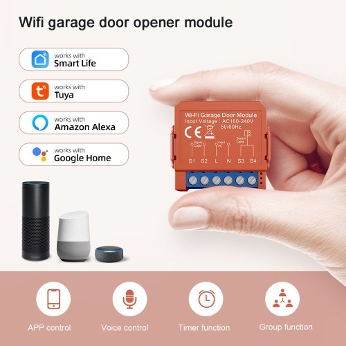 Tuya WiFi Intelligent Garage Door Opener Garage Door APP Remote Conrtroller Garage Door Timer Opener Module Wireless Controller for Garage Door Compatible with Amazon Alexa Google Home 