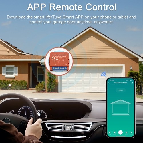 Tuya WiFi Intelligent Garage Door Opener Garage Door APP Remote Conrtroller Garage Door Timer Opener Module Wireless Controller for Garage Door Compatible with Amazon Alexa Google Home 