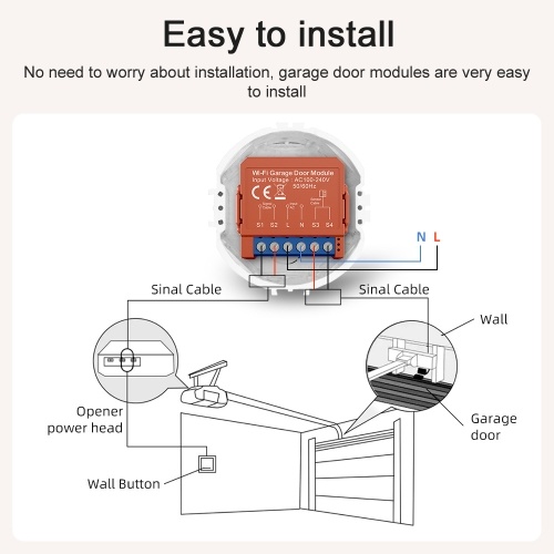 Tuya WiFi Intelligent Garage Door Opener Garage Door APP Remote Conrtroller Garage Door Timer Opener Module Wireless Controller for Garage Door Compatible with Amazon Alexa Google Home 