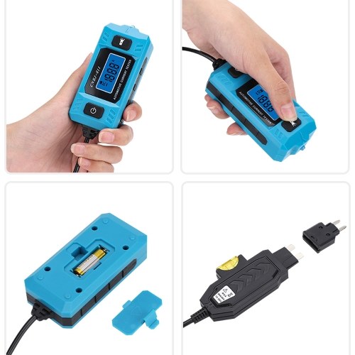 CNBJ-611 Automotive Fuse Current Tester Car Leakage Analyzer Fault Tester Automotive Fuse Current Testing Tool Blue Backlight LCD Display with Front Illumination Light 