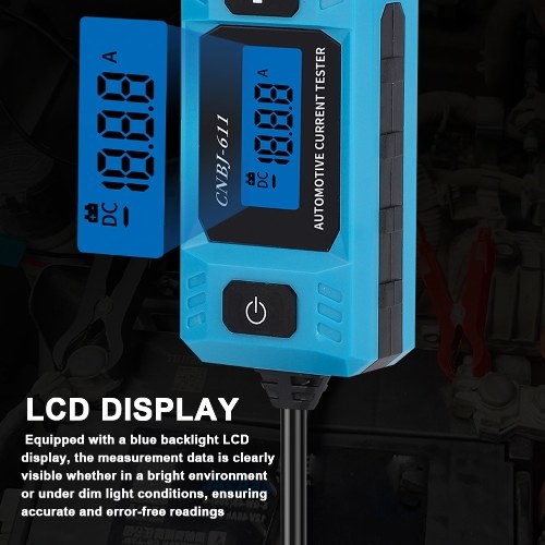 CNBJ-611 Automotive Fuse Current Tester Car Leakage Analyzer Fault Tester Automotive Fuse Current Testing Tool Blue Backlight LCD Display with Front Illumination Light 