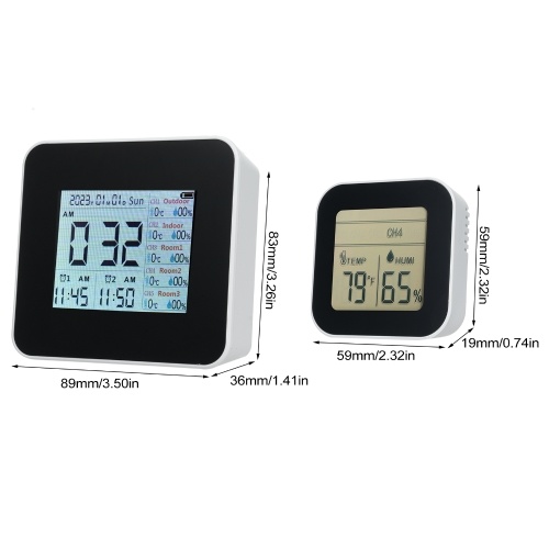 13-in-1 Digital Hygrometer Indoor Outdoor Thermometer with 3 Remote Sensors Multifunctional Weather Clock Wireless Temperature Humidity Monitor Gauge with 60M Range