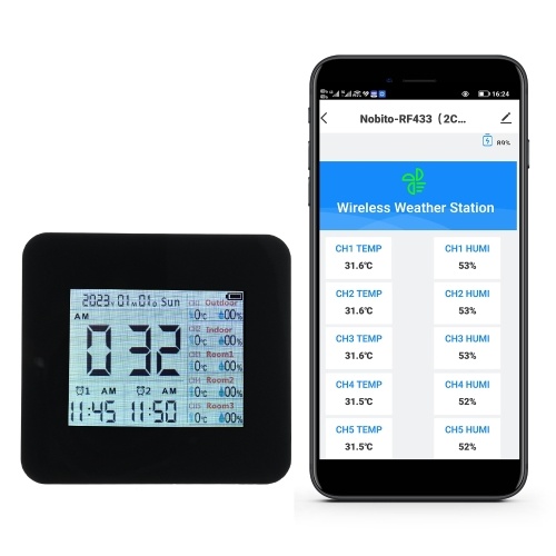 13-in-1 Digital Hygrometer Indoor Outdoor Thermometer with 3 Remote Sensors Multifunctional Weather Clock Wireless Temperature Humidity Monitor Gauge with 60M Range