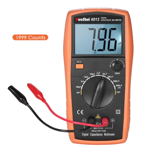 

RuoShui 1999 Counts High Precision Digital Capacitance Meter Capacitance Tester with Backlight LCD Display