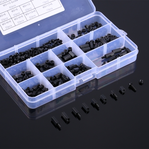 

M3/M2.5 Hex Column Standoff Phillips Screw Male-Female Spacers White/Black Plastic Nylon Screws Nuts Assorted Mounting Hardware Kit with Plastic Box