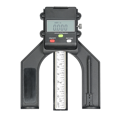 0-130mm Indicador LCD digital Altura Calibre Calibre de profundidade Medidor de altura da serra de mesa com três unidades de medição Parafuso de bloqueio para mesa de roteador de madeira