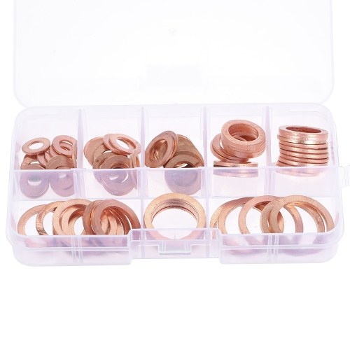 

80pcs/set M6-M20 8 Sizes Solid Copper Gasket Washers Sealing Ring 8 Sizes Flat Ring Seal Kit For Hardware Accessories with Box