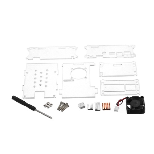 Custodia in acrilico trasparente modello B Raspberry Pi 3 e 2 con dissipatori a ventola per Raspberry Pi modello B +