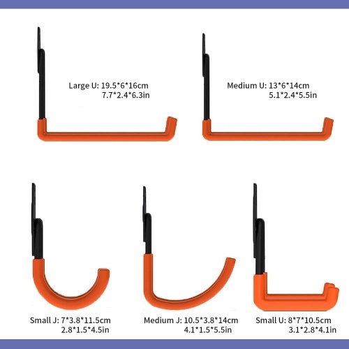 

8-Pack Steel Garage Storage Utility Double Hooks Orange Heavy Duty Garage Organizer Warehouse Hooks for Power Tools Ladders Bulk items Bikes Ropes