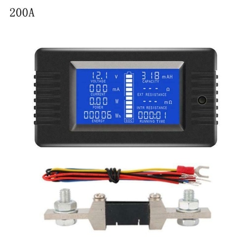 LCD Display Digital Current Voltage Solar Po-wer Meter Multimeter Ammeter Voltmeter Batt-ery Monitor Meter