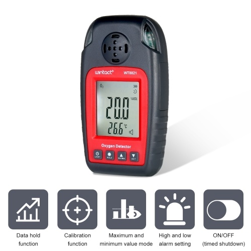 

wintact WT8821 Oxygen Detector Industrial Digital Handheld Oxygen Meter O2 Gas Tester Oxygen(O2) Concentration Monitor