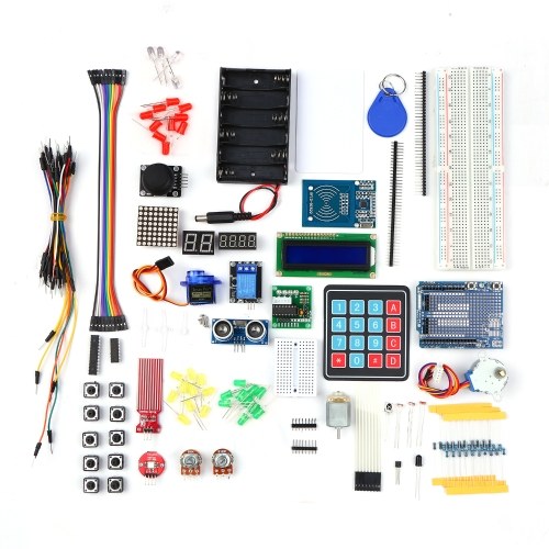 

Starter Kit Electronic Project Beginner Learning Kit with Sensors Stepper Motor Breadboard Jumper Wire LED Electronics Component
