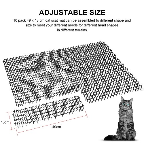 

10 Pack Cat Scat Strips 15.7Ft Pet and Dog Deterrent Prickle Mat Anti-Cats Network Digging Stopper Cat Repellent Outdoor Garden Supplies