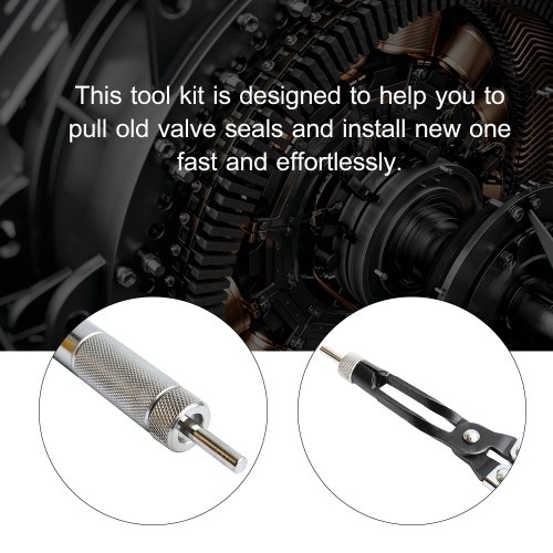 

11-Piece Valve Seal Install and Remove Tool Kit Valve Seal Remover and Installer Kit with Pliers Handle Sockets Adapters Carrying Case(Carrying Case Color: Random)
